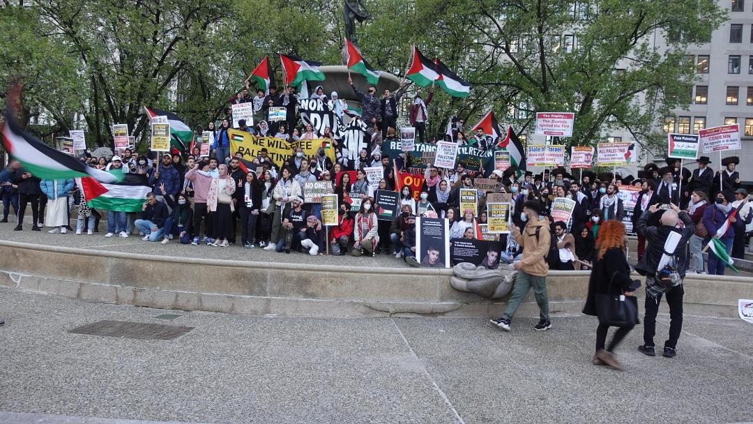 تظاهرة في نيويورك تنديدا بالعدوان الإسرائيلي على الشعب الفلسطيني 