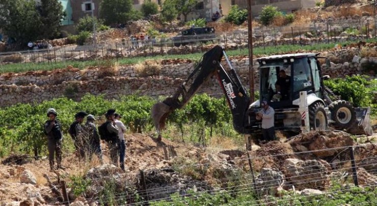 قوات الاحتلال تجرف أراضي زراعية وتقتلع أشجارا غرب الخليل 