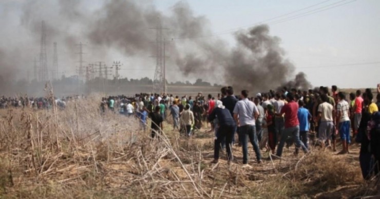 إصابات بالاختناق جراء قمع الاحتلال مسيرة سلمية شرق غزة