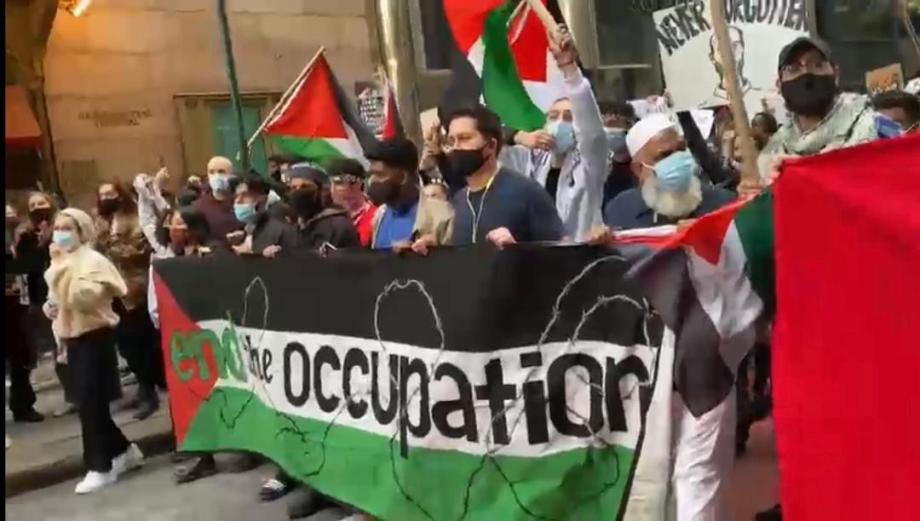 مسيرتان تجوبان شوارع نيويورك وواشنطن تنديدا بالعدوان الإسرائيلي على الشعب الفلسطيني 