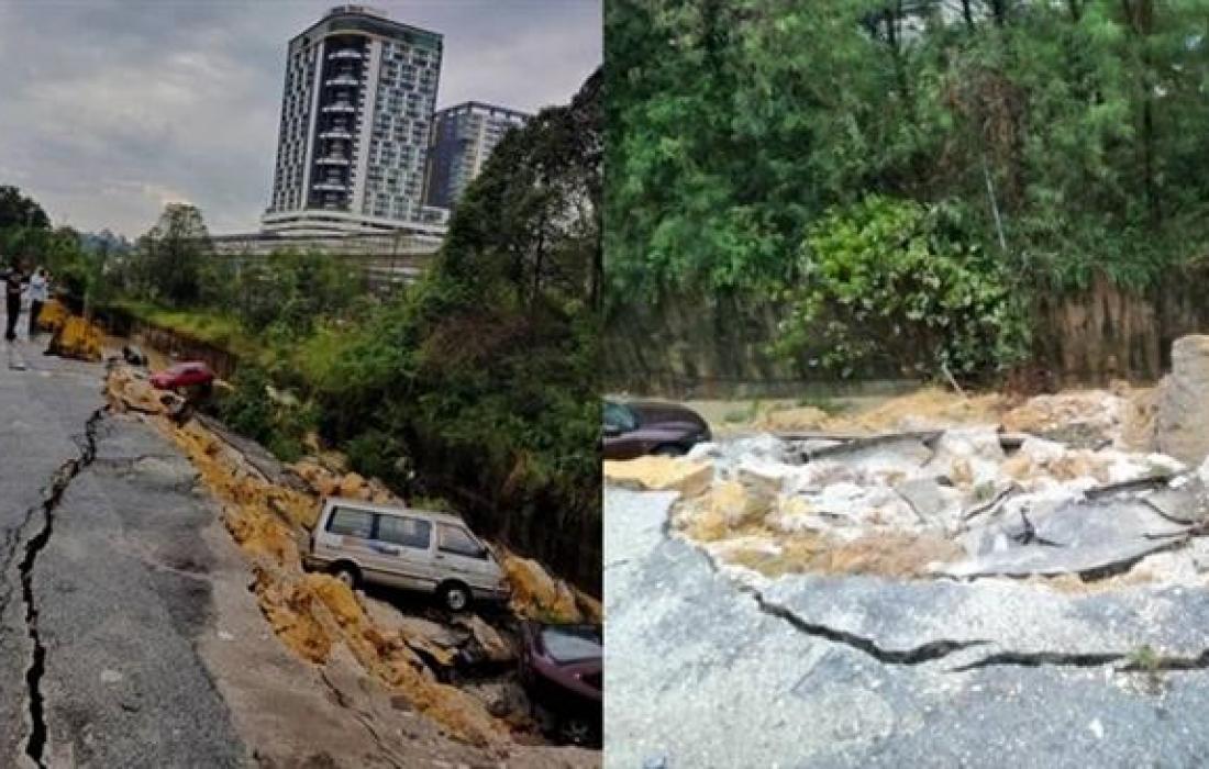شاهد: انهيار أرضي في ماليزيا يبتلع عددا من السيارات