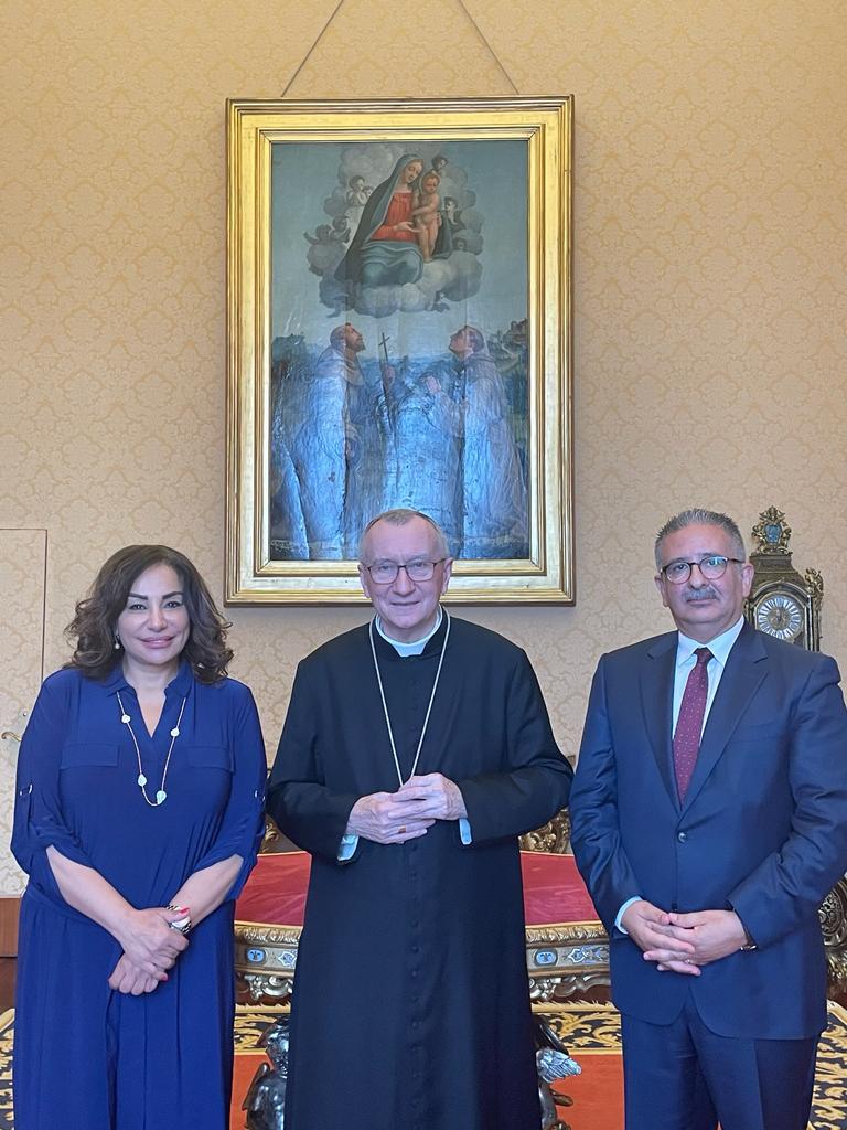 تفاصيل لقاء السفيرة مكاوي والسفير قسيسية مع الكردينال بيترو بارولين أمين سر دولة الفاتيكان
