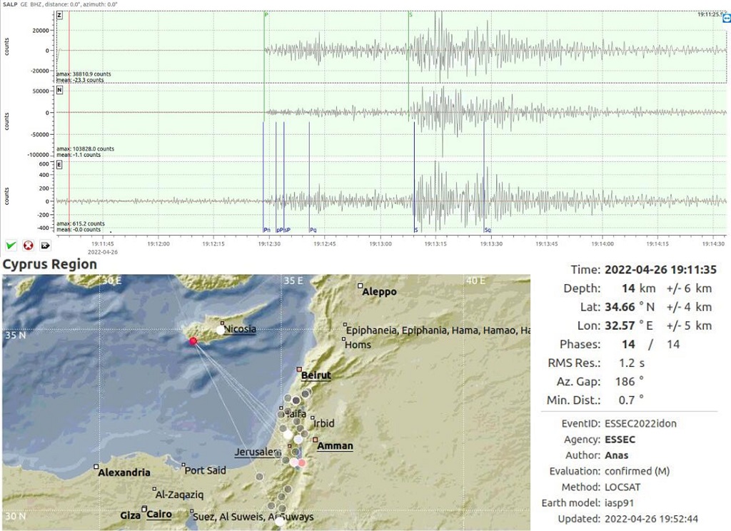 زلزال متوسط القوة يضرب جنوب غرب قبرص
