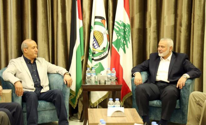 هنية ووفد من قيادة حماس يلتقون وزير الخارجية القطري لبحث التطورات في القدس وغزة
